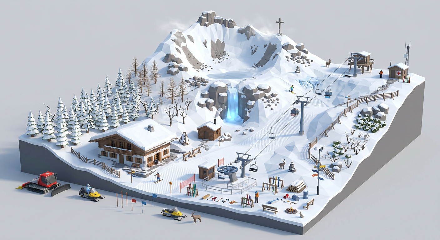 Alpine and Snow low-poly 3D kit
