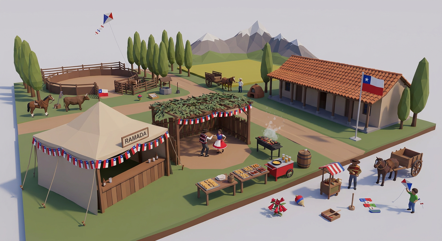 Chile: Fiestas Patrias low-poly 3D kit