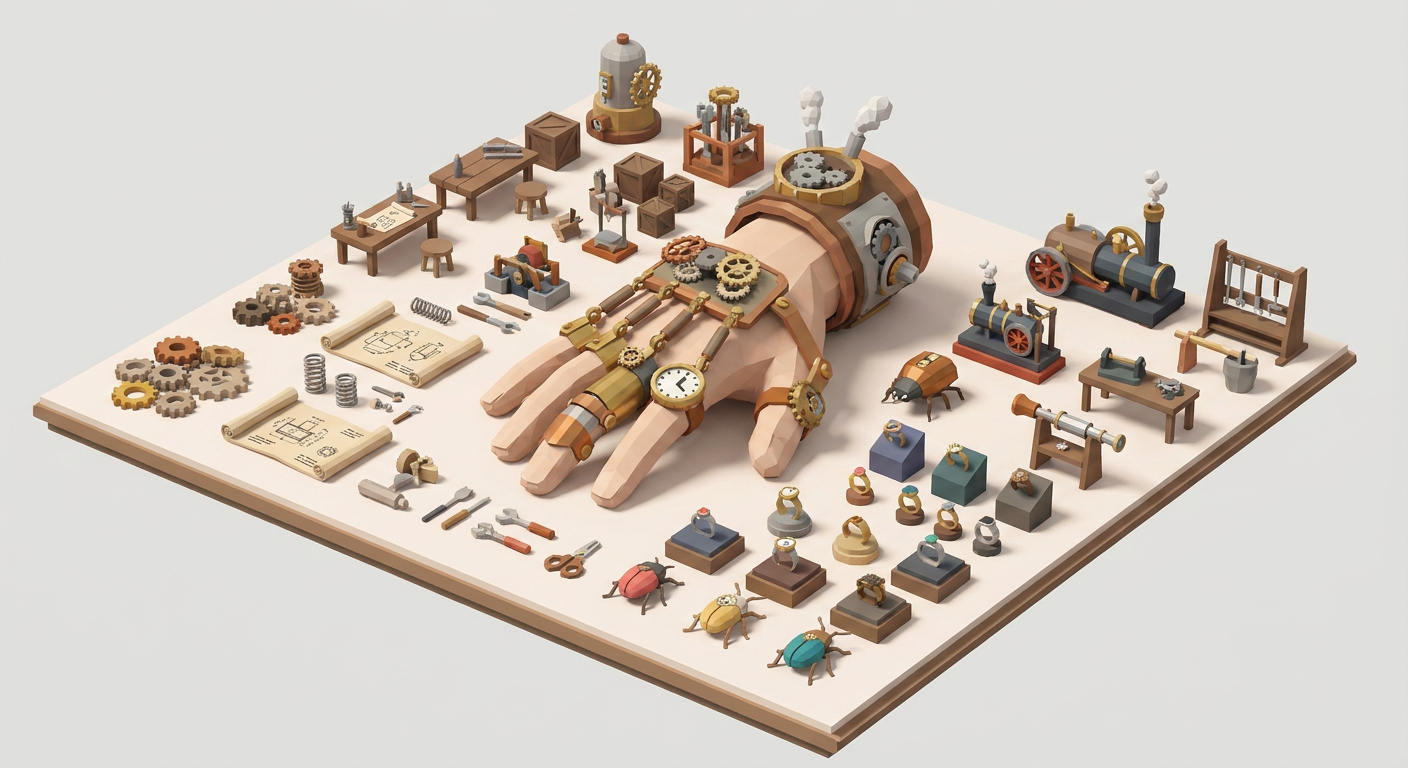 Clockwork Hand Adornments kit low-poly 3D kit
