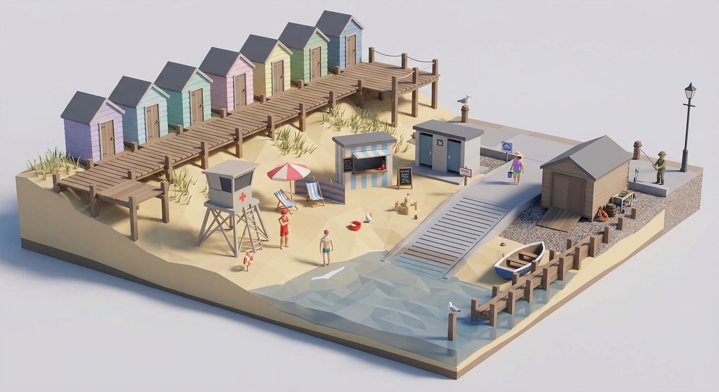 Coast and Boardwalk low-poly 3D kit