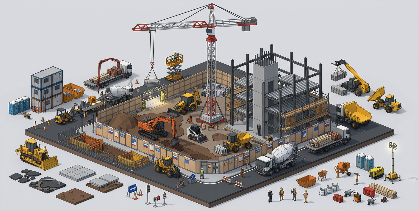 Construction Site low-poly 3D kit