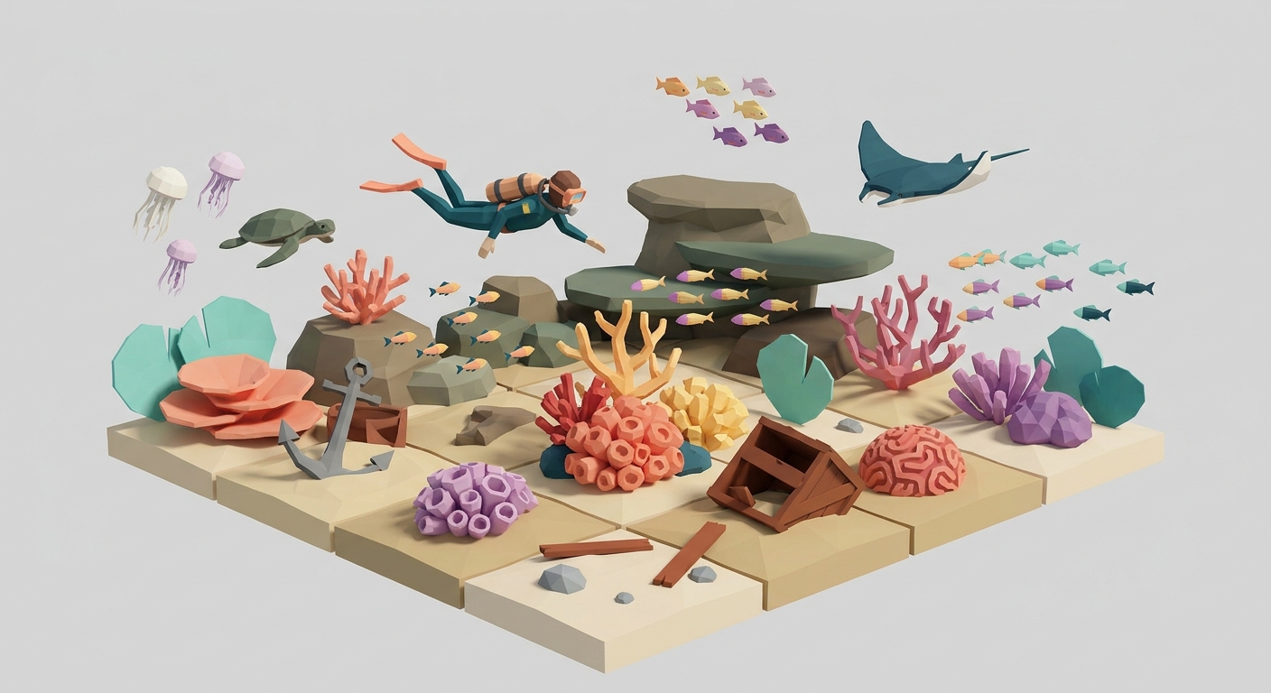 Coral Reef low-poly 3D kit