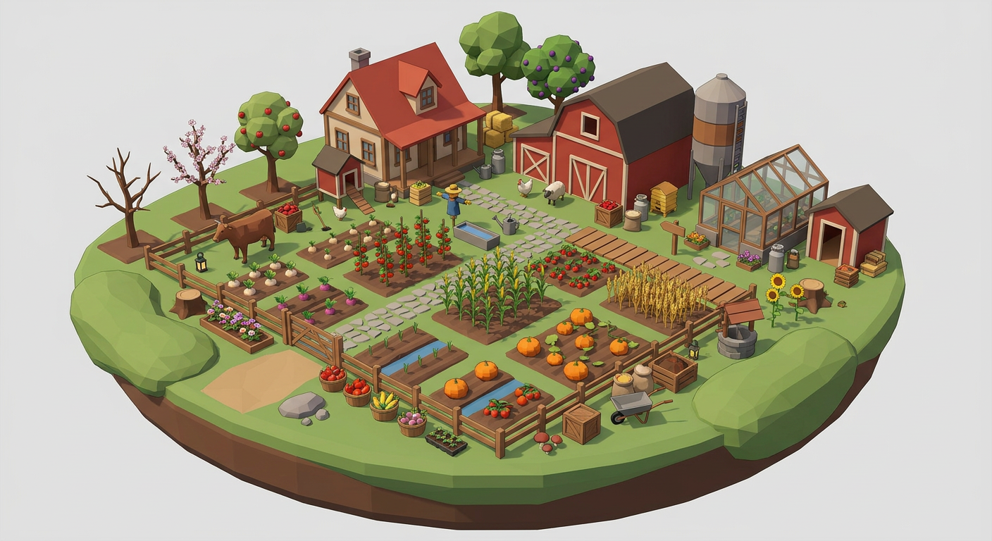 Cozy Farm low-poly 3D kit