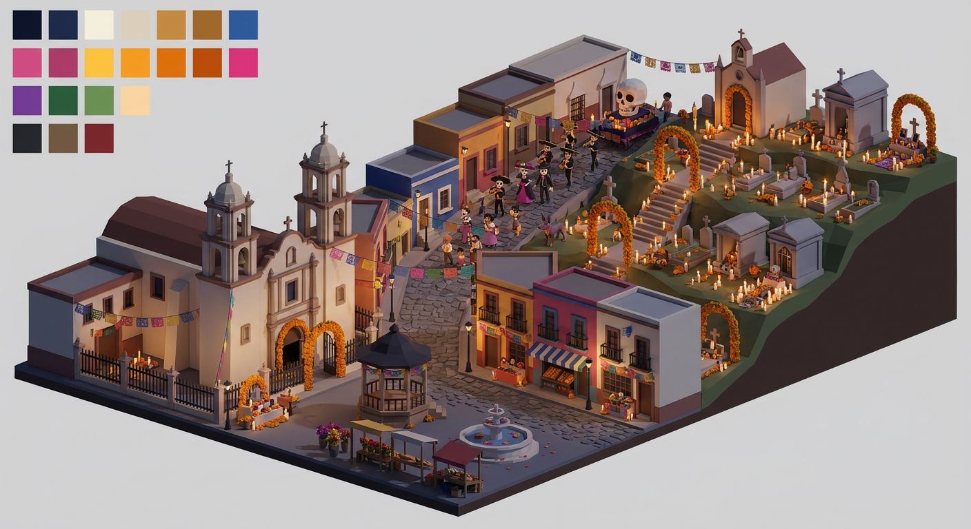 Día de Muertos kit low-poly 3D kit