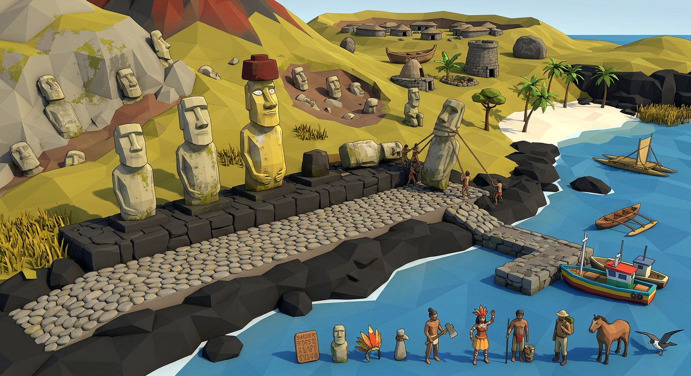 Easter Island (Rapa Nui) low-poly 3D kit