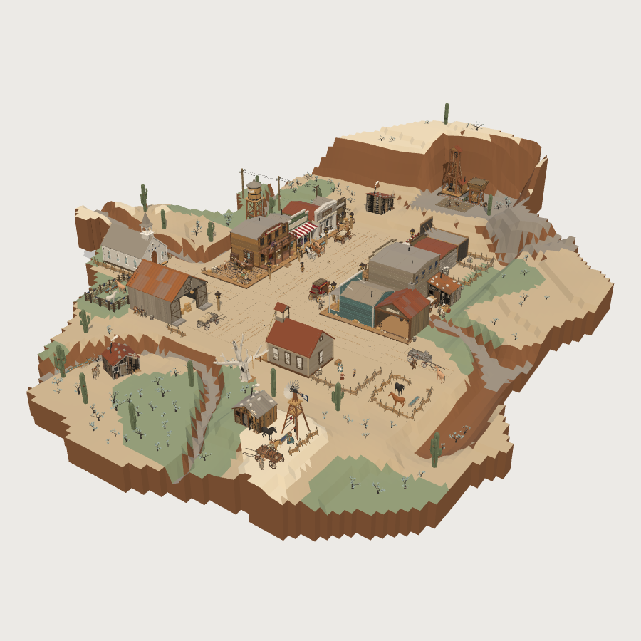 Frontier Town low-poly 3D kit