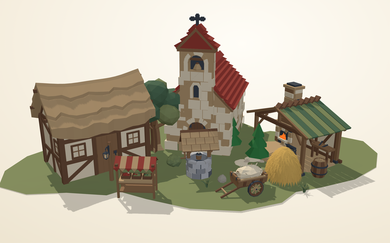 Medieval Village Kit low-poly 3D kit