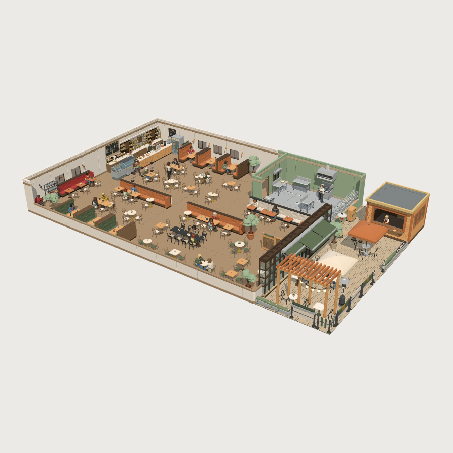 Modern Restaurant Cafe kit low-poly 3D kit
