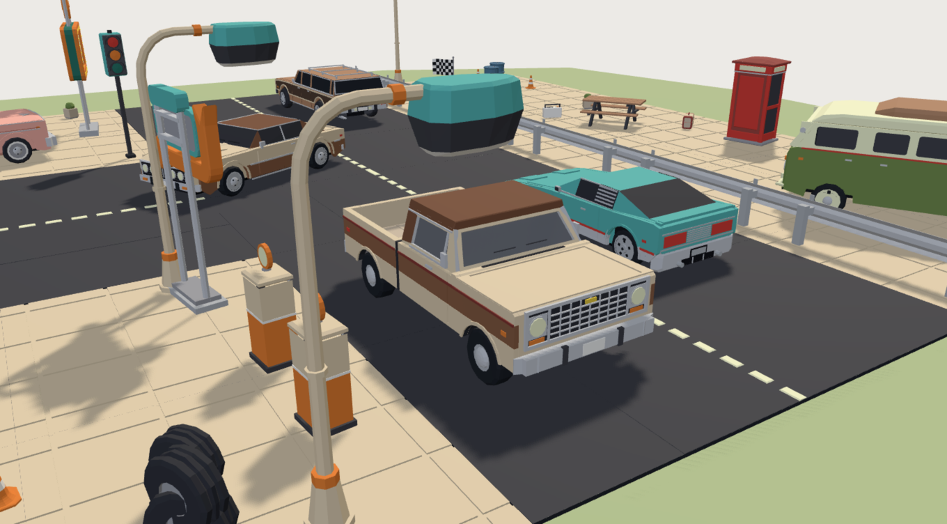 Retro Cars Kit low-poly 3D kit