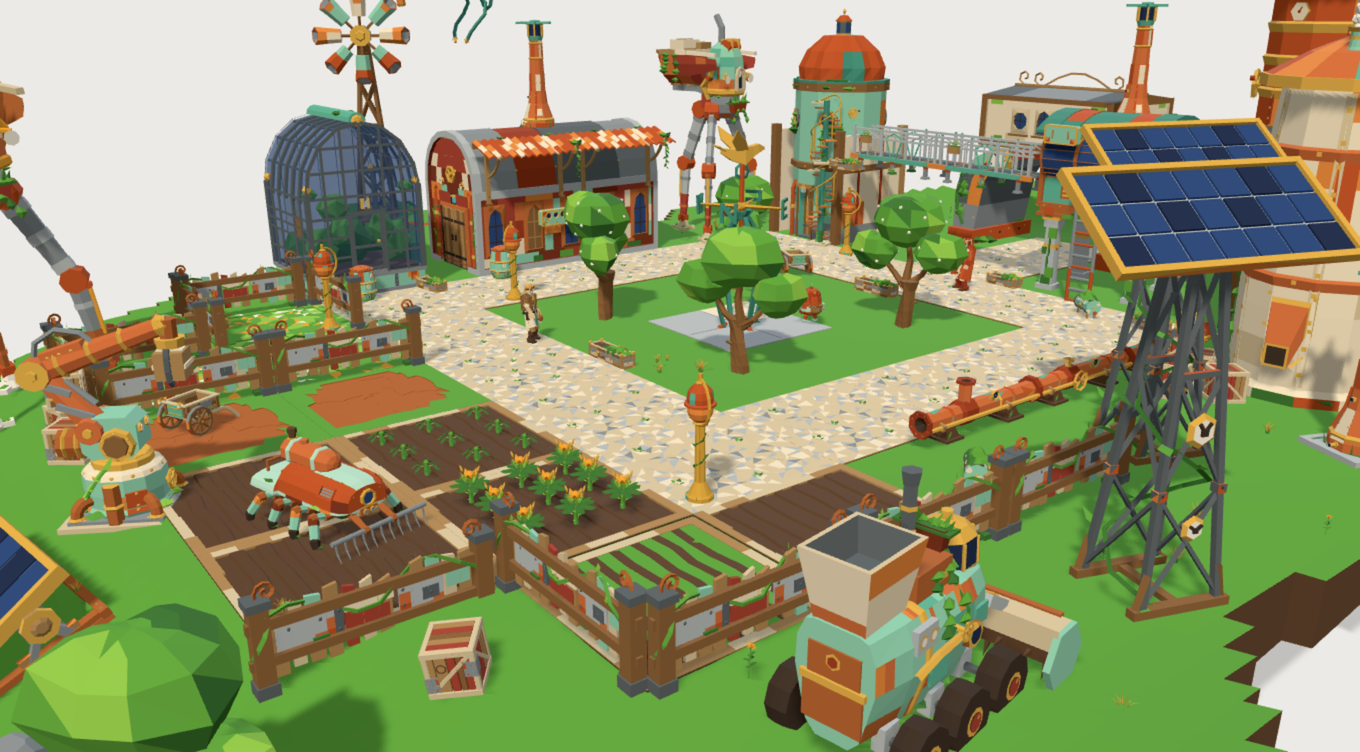 Steampunk Farm low-poly 3D kit