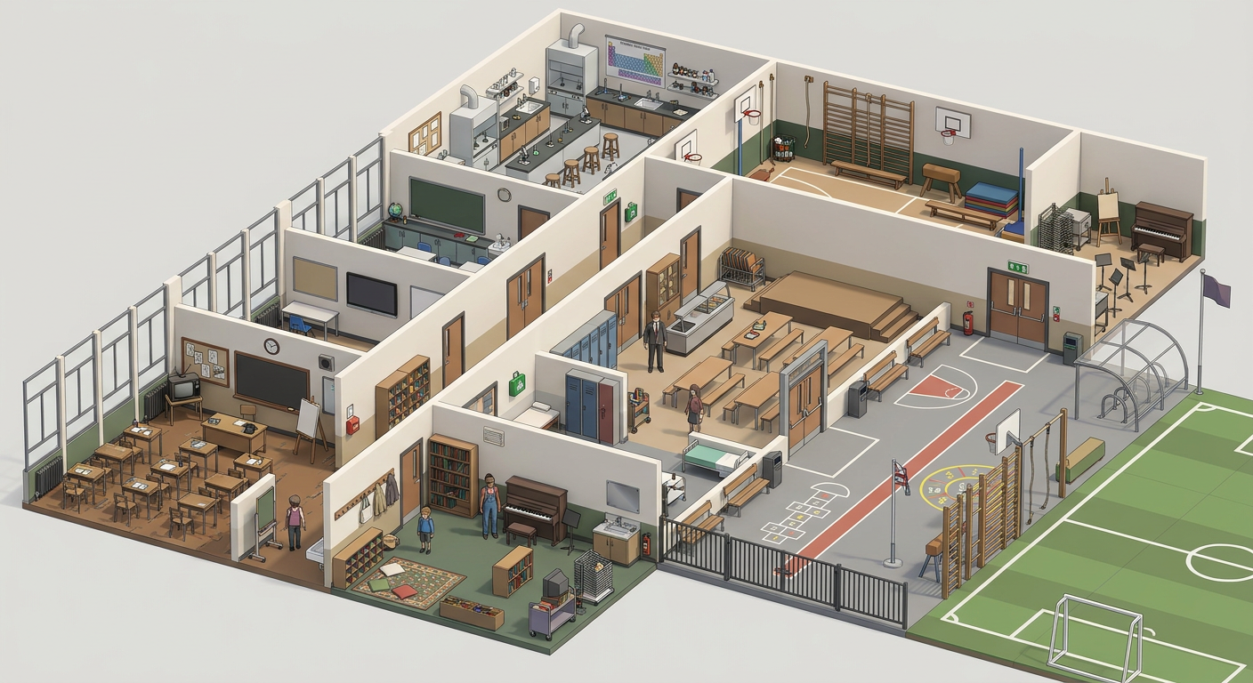 School low-poly 3D kit