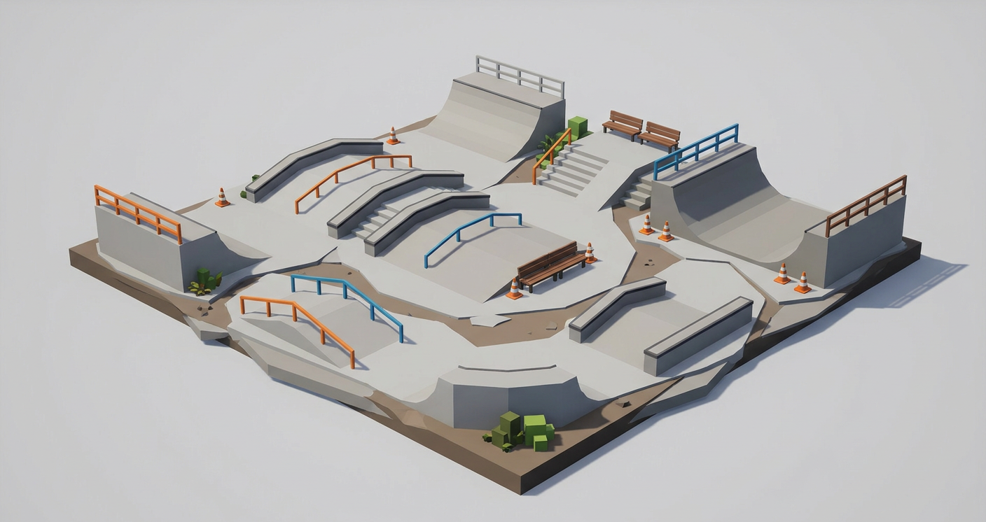 Skatepark kit low-poly 3D kit