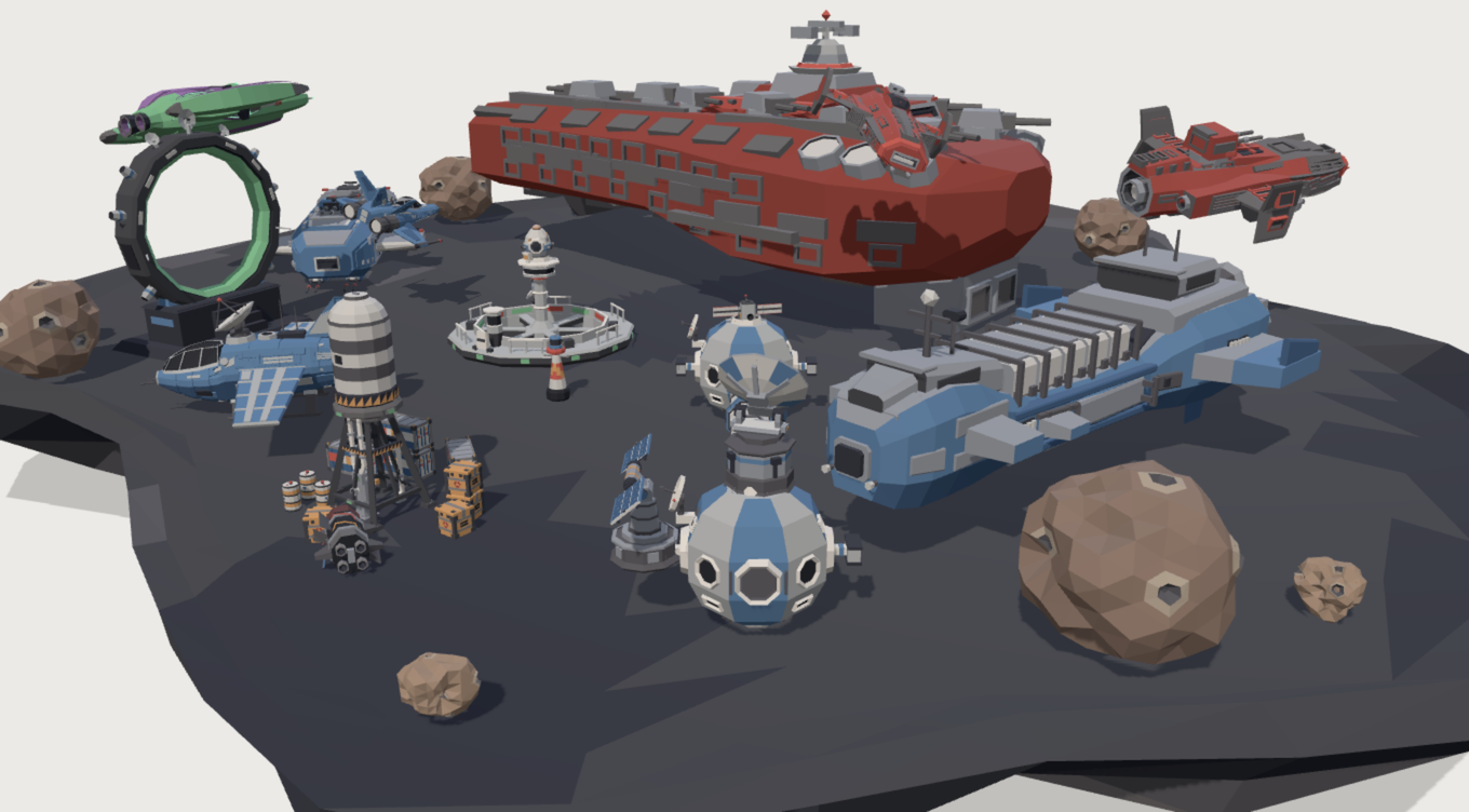 Spaceship Wars Kit low-poly 3D kit