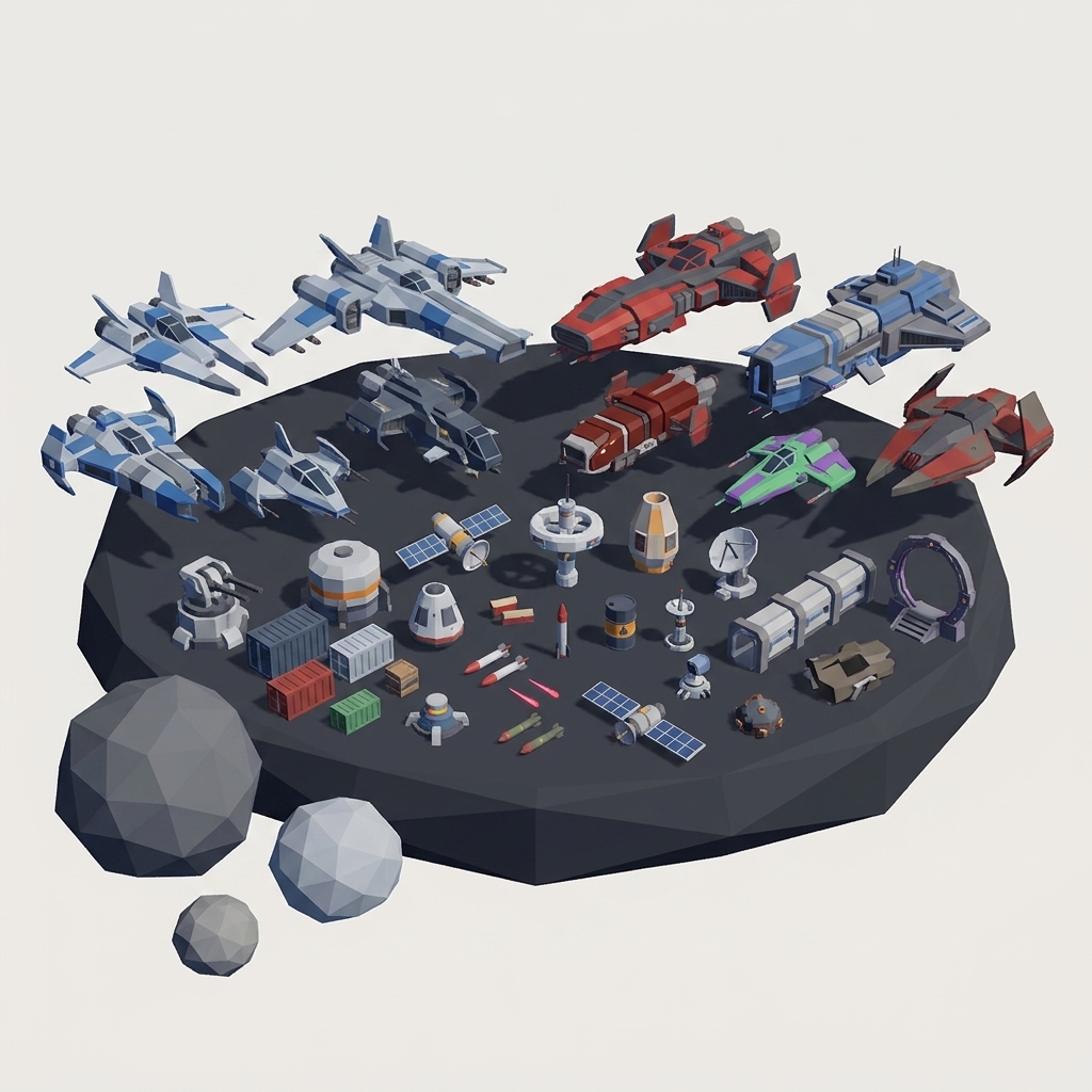 Spaceship Wars Kit low-poly 3D kit