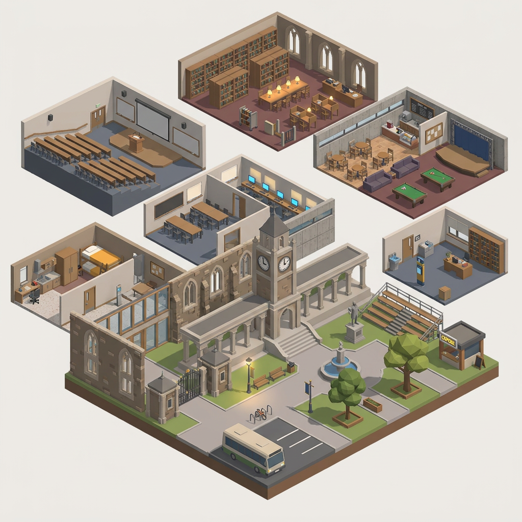 University low-poly 3D kit